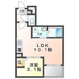 Jack funamachi II 3階1LDKの間取り