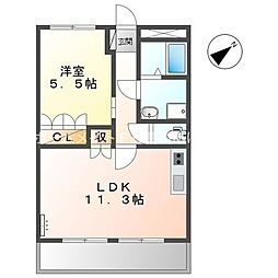 フィールドピアN 2階1LDKの間取り