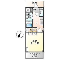 グランシャリオ一色 1階1Kの間取り