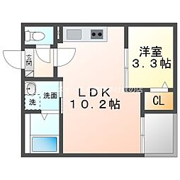 Jack funamachi II 2階1LDKの間取り