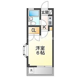 メモワール弥栄 2階1Kの間取り