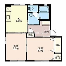 チャーリーズF 1階2Kの間取り