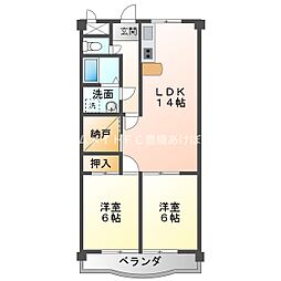 サンテラス福井 2SLDKの間取図画像