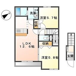 フィールドピアW 2階2LDKの間取り