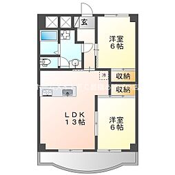 オリエンタルハイツ 3階2LDKの間取り