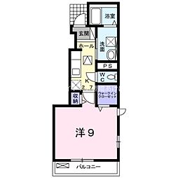 シャイン 1階1Kの間取り