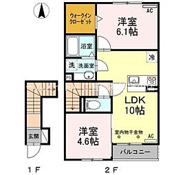 Strahl　B 2階2LDKの間取り