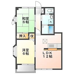 ハイステージ弐番館Ａ 1階2LDKの間取り