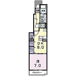 GLORY蘭 1階1DKの間取り