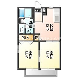 グリーンステージ藤沢II 1階2DKの間取り