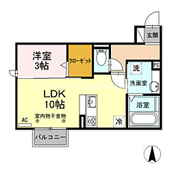 アステール 2階1LDKの間取り