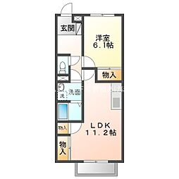 ベイサイド黒石 1階1LDKの間取り