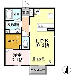 D-roomやまは　A 1階1LDKの間取り