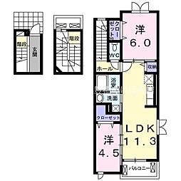 モデッサはる 3階2LDKの間取り