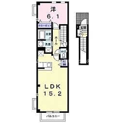 プラタ　エムI 2階1LDKの間取り