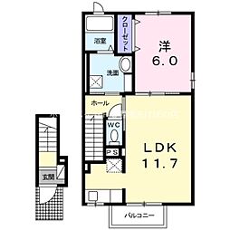 メゾン・リュミエールIV 2階1LDKの間取り