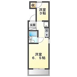 グラン・ドゥムール 3階1Kの間取り