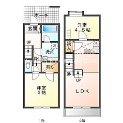 セザンヌ保美2 1階2LDKの間取り