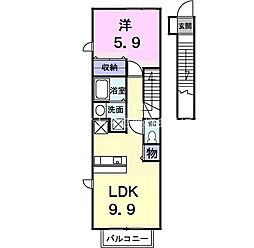 ドリーム・パレス 2階1LDKの間取り