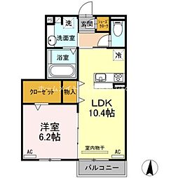 TUBASA 2階1LDKの間取り