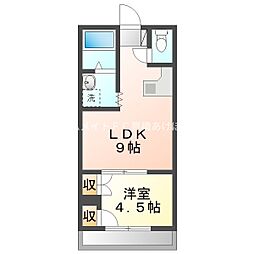 40-kinuta 2階1LDKの間取り