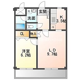 ロイヤルハイツ五番館 2階1LDKの間取り