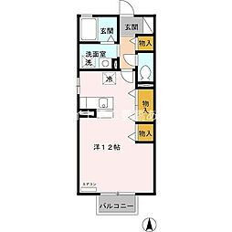 クレール21 1階ワンルームの間取り