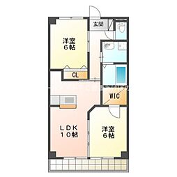 ブロードタウン神野B 2LDKの間取図画像