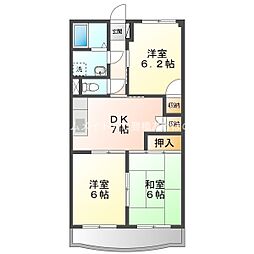 ユトリロ西浜 1階3DKの間取り