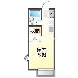 セントラルヒルズA 2階ワンルームの間取り