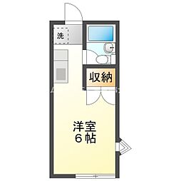 セントラルヒルズC 1階ワンルームの間取り