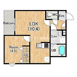 ジーメゾン豊橋レリウス 1LDKの間取図画像
