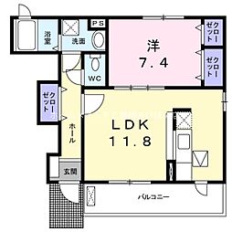 ベルアージュみゆき 1LDKの間取図画像