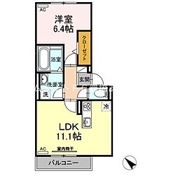 ヴィラージュ藤沢 1LDKの間取図画像