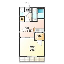ブロードタウン神野E 1DKの間取図画像