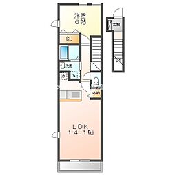ユトリロ忠興A 1LDKの間取図画像