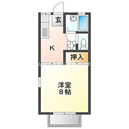レクエルド小鷹野 1Kの間取図画像