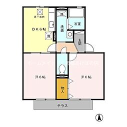 アルファヴィレッジえじまA 2DKの間取図画像