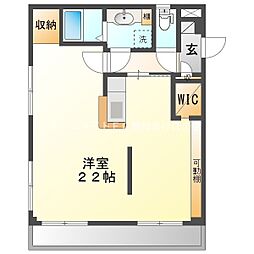 ニューバリア忠興 ワンルームの間取図画像