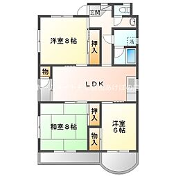 ヴィレッジ杉田B 3LDKの間取図画像