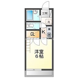 ウイングコート羽根井 1Kの間取図画像