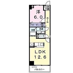 プラシードアルバ 1LDKの間取図画像