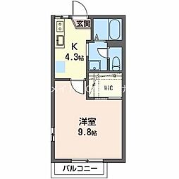 ヴィラ中島A 1Kの間取図画像
