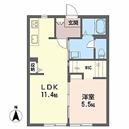 フレグランス広畑B 1LDKの間取図画像
