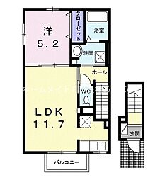 カルムメゾンなお 1LDKの間取図画像