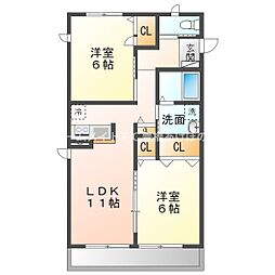 ラパン・ド・レトア 2LDKの間取図画像