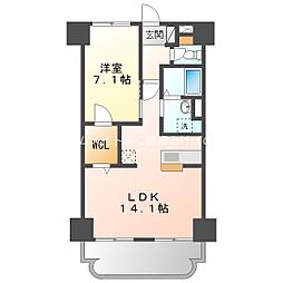 第1丸中マンション 1LDKの間取図画像