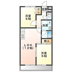 グリーンロード草間 2LDKの間取図画像