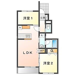 豊橋市松井町字中新切アパート 2LDKの間取図画像
