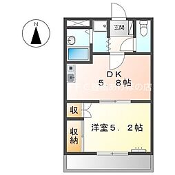フェリシア 1DKの間取図画像